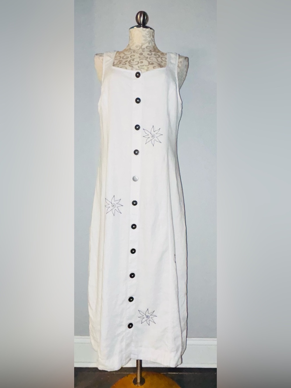 Madewell Button-Front Midi Dress in 100% Linen Size Large